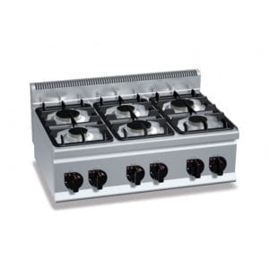 Cuisinière gaz 6 brûleurs (18.6kW) à poser