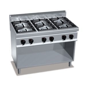 Cuisinière gaz 6 brûleurs (33.5kW) sur pieds