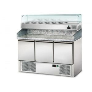 Meuble pizza compact + présentoir vitrée 1/4 / 3 portes
