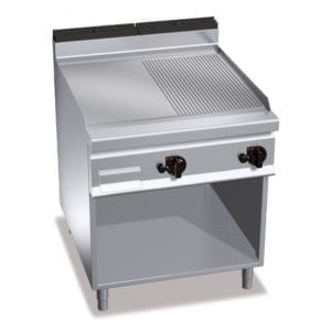 Plaque de cuisson gaz lisse et rainurée 796 x 667 mm sur pieds