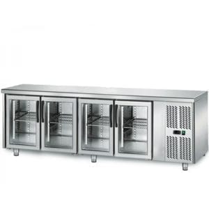 Table réfrigérée 700 vitrée / 4 portes