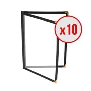 10 x Porte-menus Noir - Style américain - 4 VUES A4
