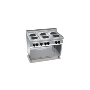 Cuisinière électrique 6 plaques rondes (15.6kW) sur four électrique (3kW) et compartiment neutre