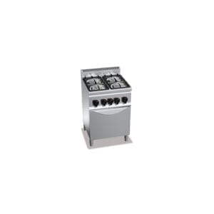 Cuisinière gaz 4 brûleurs puissants (19kW) sur four gaz (3.5kW)