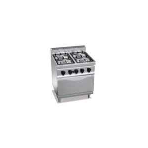 Cuisinière gaz 4 brûleurs puissants (21.5kW) sur four électrique (3.5kW)