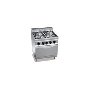 Cuisinière gaz 4 brûleurs puissants (21.5kW) sur four gaz puissant (7.8kW)