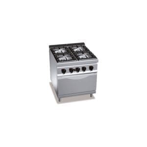 Cuisinière gaz 4 brûleurs puissants (34.5kW) sur four gaz puissant (7.8kW)