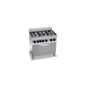 Cuisinière gaz 6 brûleurs (18.6kW) sur four électrique (5.2kW)