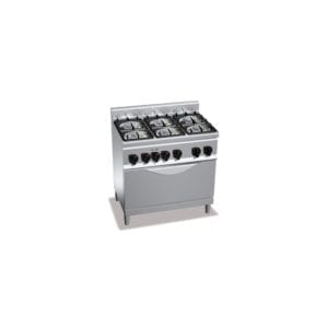 Cuisinière gaz 6 brûleurs puissants (28.5kW) sur four électrique (5.2kW)