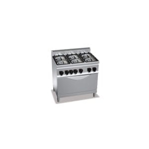 Cuisinière gaz 6 brûleurs puissants (28.5kW) sur four gaz (6kW)
