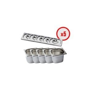 Pack X5 Bac Gastro GN 1/6 + Couvercle (prof. 150mm)