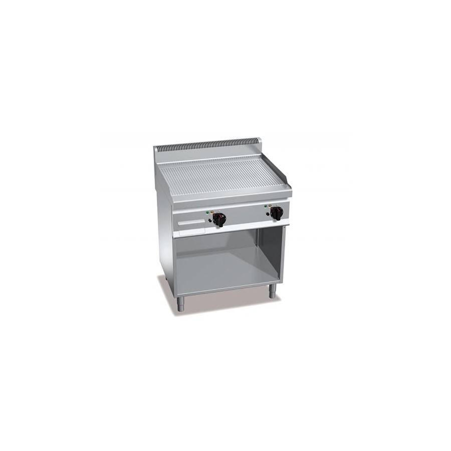Plaque de cuisson électrique rainurée 795 x 500 mm sur pieds