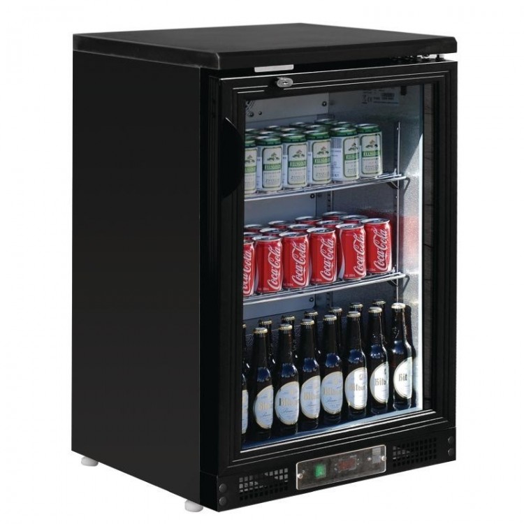 Arrière bar noir / 1 porte pivotante vitrée