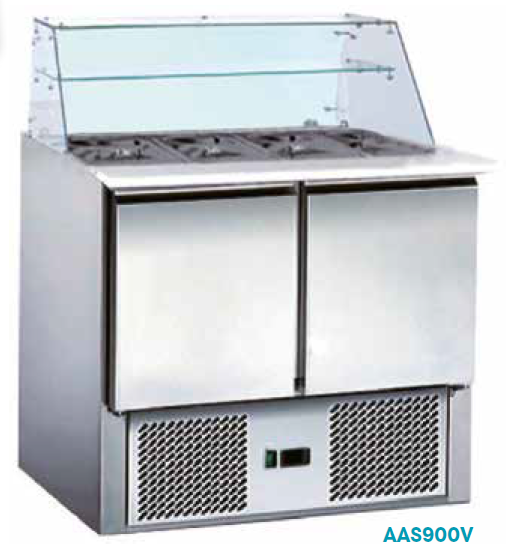Saladette 700 2 portes vitrée