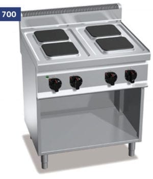 CUISINIÈRE ÉLECTRIQUE 4 PLAQUES CARREES (10.4KW) SUR PIEDS