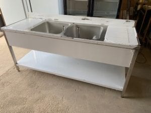 PLONGE 2 BAC EN INOX AVEC DOSSERET ET ETAGERE 2000X700X950