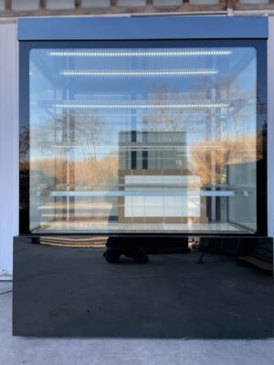 Vitrine de presentation moderne vitrage droit grand volume 1500x740x1900 mm