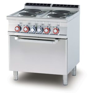 Fourneau gaz 4 feux sur four électrique statique GN2/1-PROFONDEUR 700-LOTUS