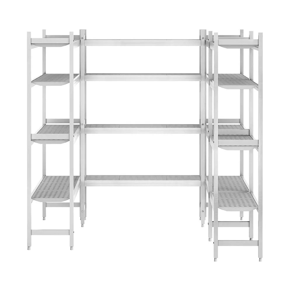 Kit d'étagères aluminium - forme en U - profondeur: 460 mm - POUR CHAMBRE FROIDE POSITIVE AVEC MOTEUR